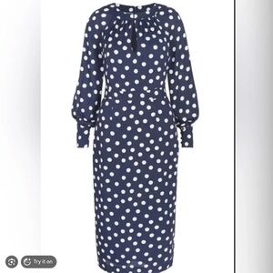 Boden Portia NWT Polka Dot Navy Midi Dress - Women's